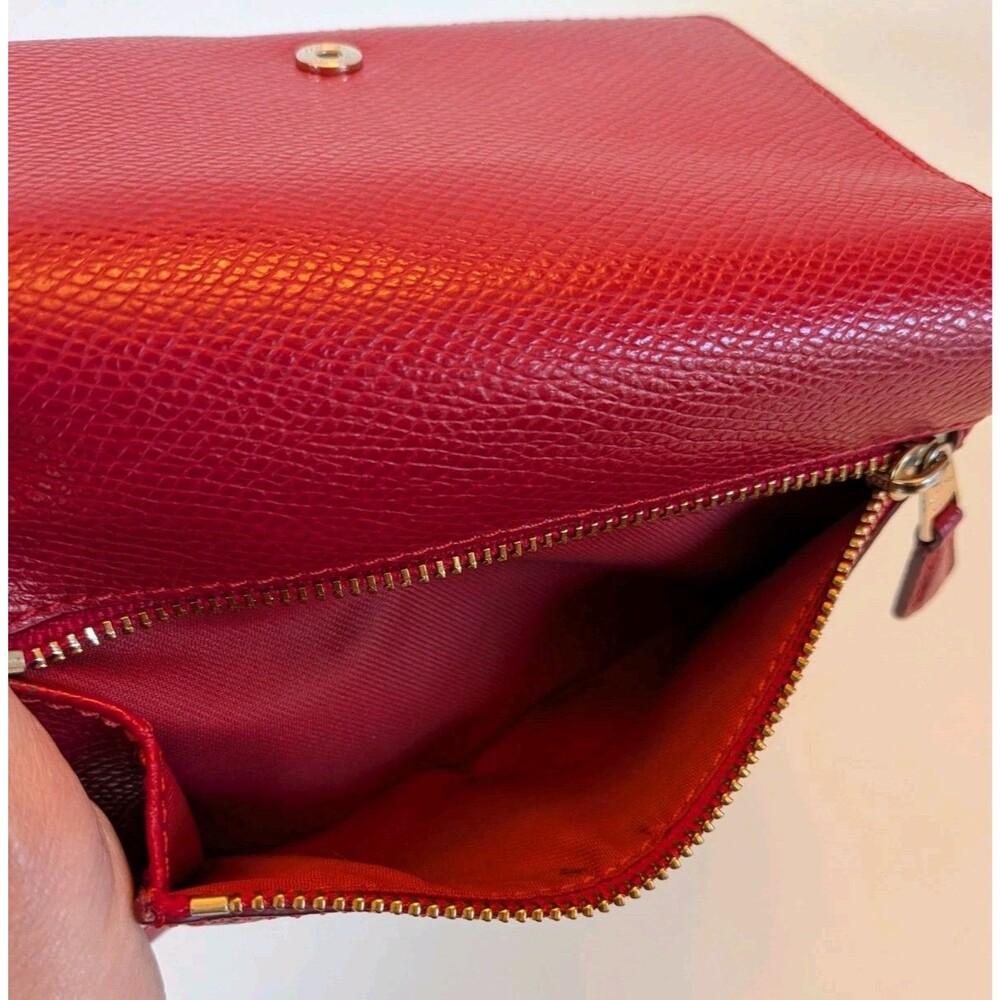 COACH F53977 True Red Crossgrain Pebbled Leather Phone Case Wallet Wristlet - Picture 5 of 8